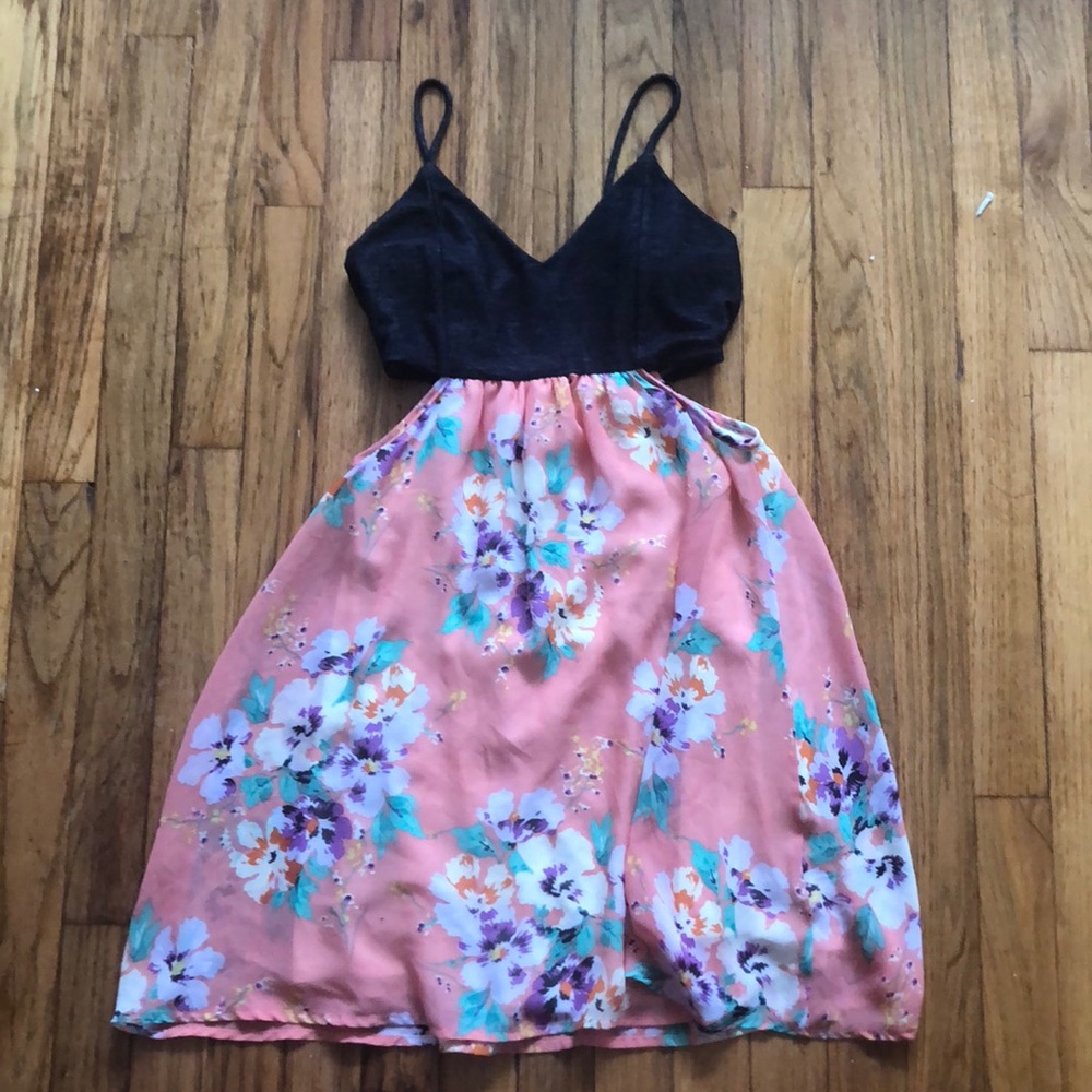 Floral Dress with Side Cut-Outs